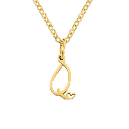 Gold-Tone Letter Heart Necklace