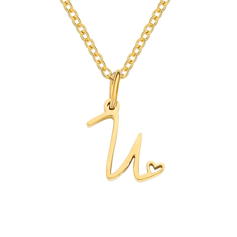 Gold-Tone Letter Heart Necklace