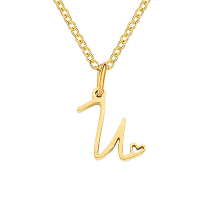 Gold-Tone Letter Heart Necklace