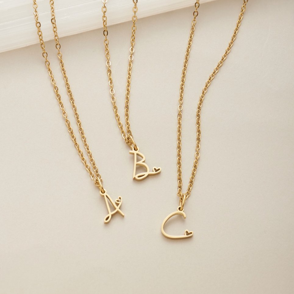 Gold-Tone Letter Heart Necklace