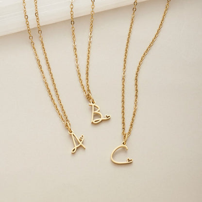 Gold-Tone Letter Heart Necklace