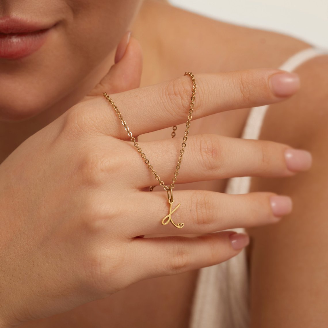 Gold-Tone Letter Heart Necklace
