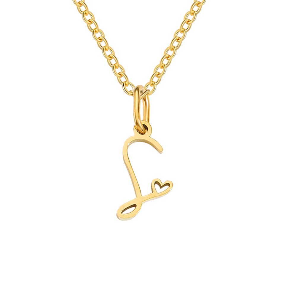 Gold-Tone Letter Heart Necklace