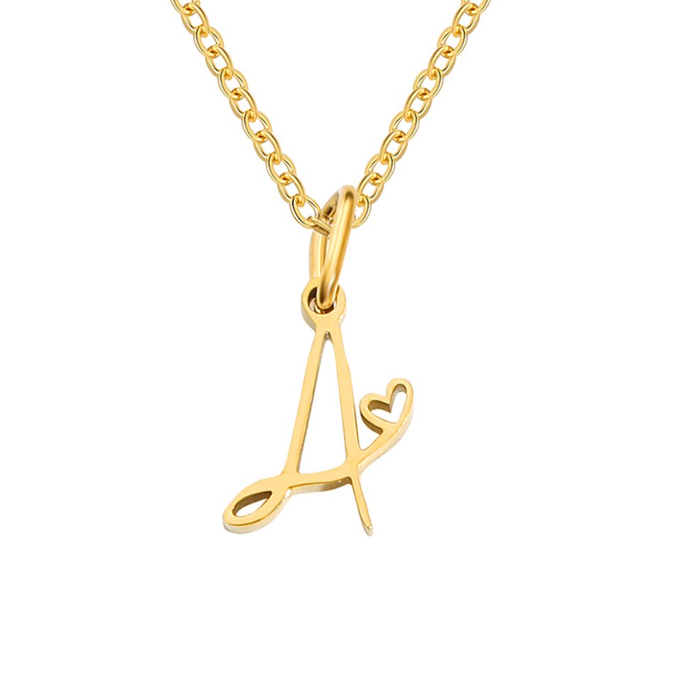 Gold-Tone Letter Heart Necklace