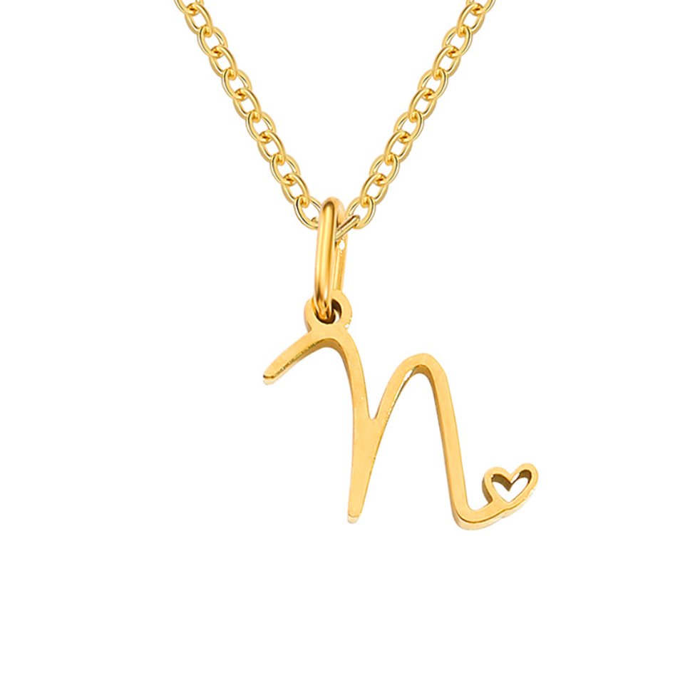 Gold-Tone Letter Heart Necklace