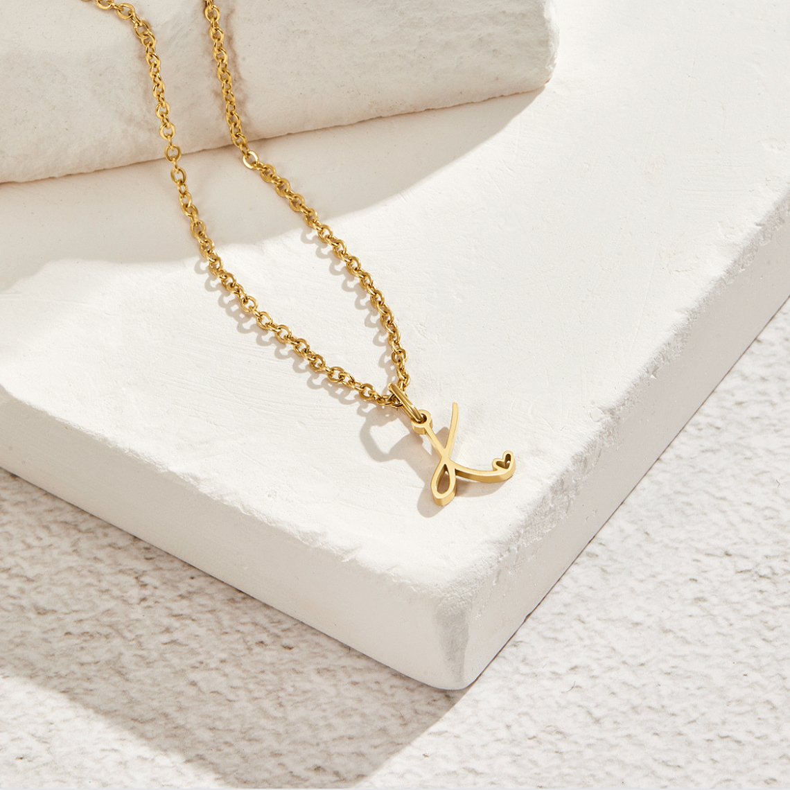 Gold-Tone Letter Heart Necklace