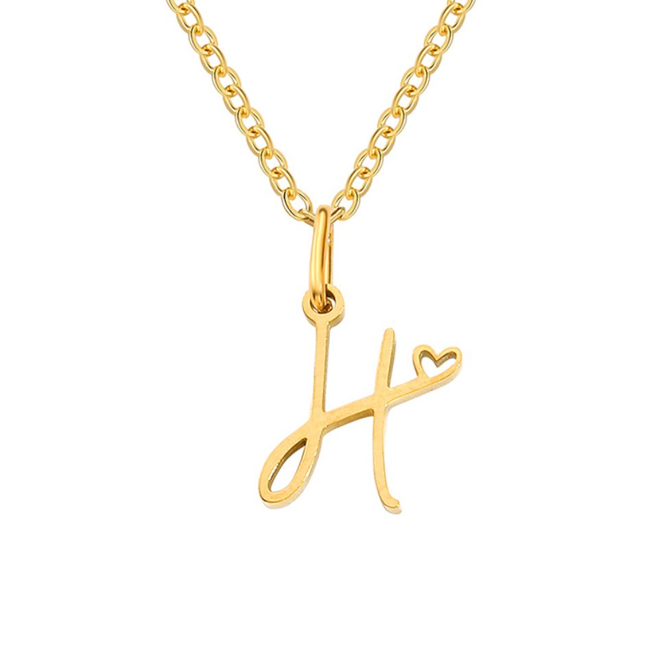 Gold-Tone Letter Heart Necklace