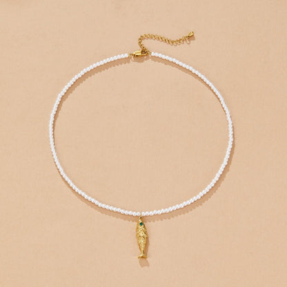 Golden Fish Pearl Necklace