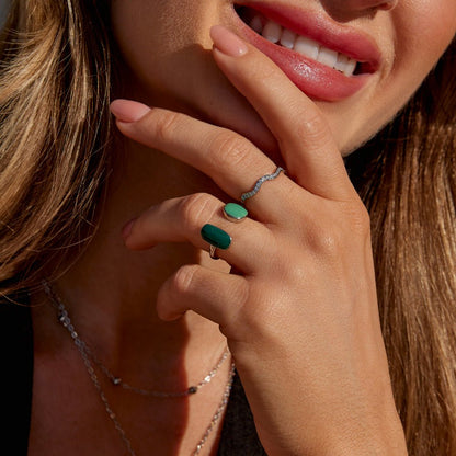 Green Willow Silver-Tone Wrap Ring