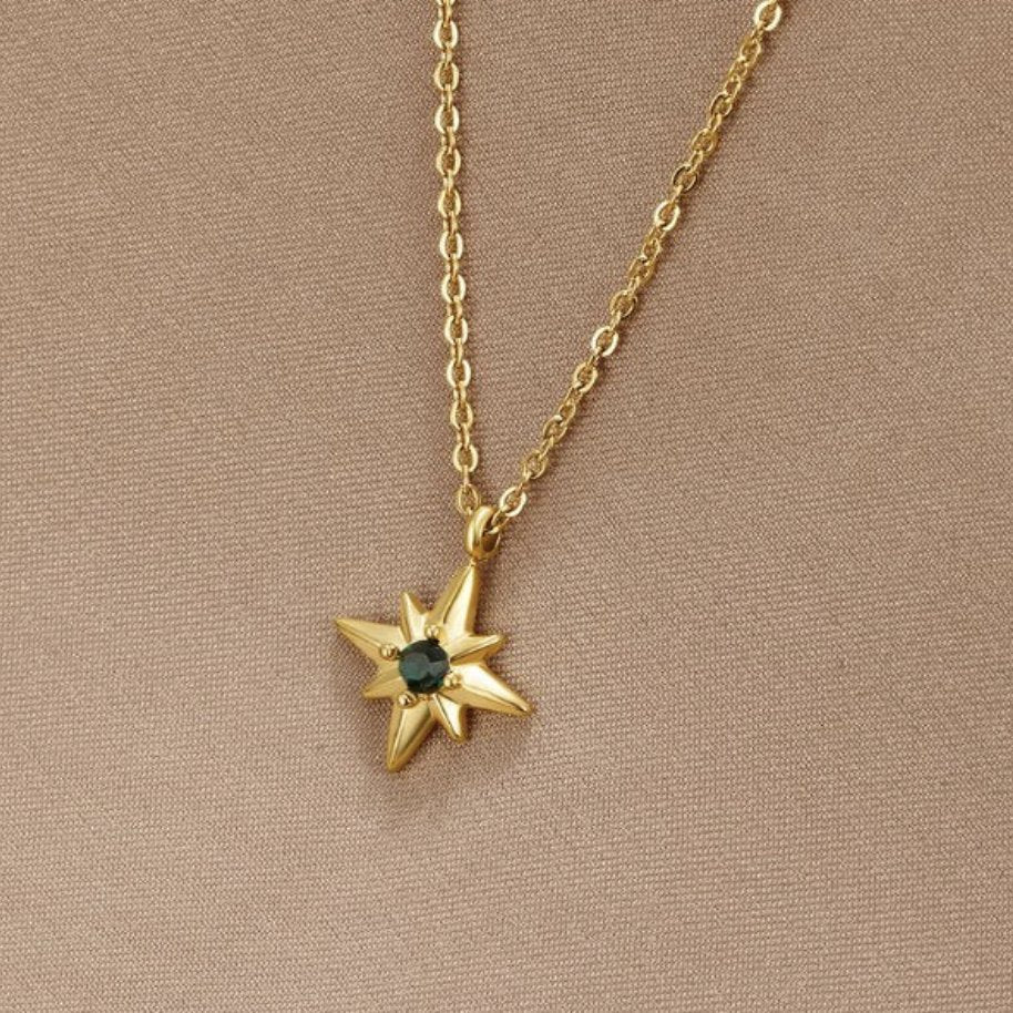 Guiding Star Emerald Green Crystal Necklace