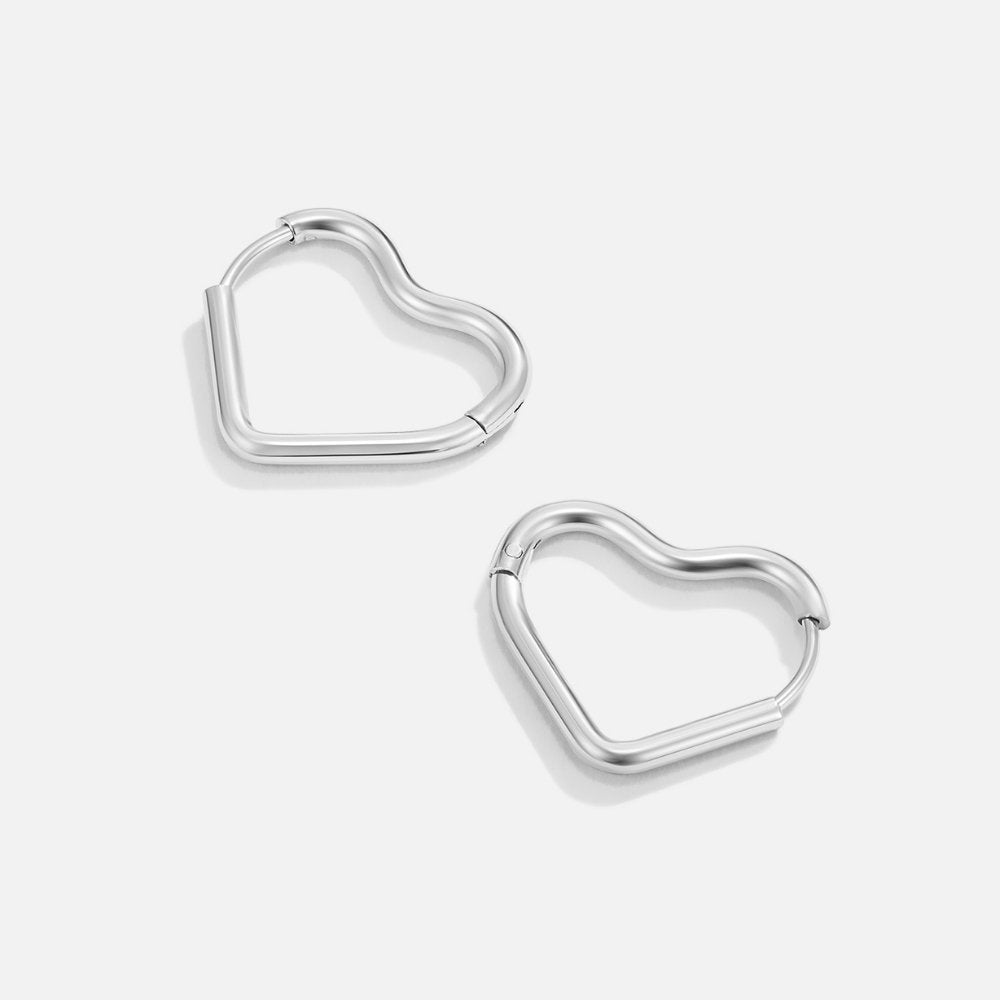 Heart Silver-Tone Hoops