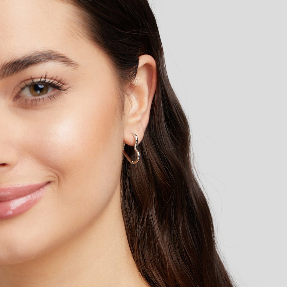 Heart Silver-Tone Hoops