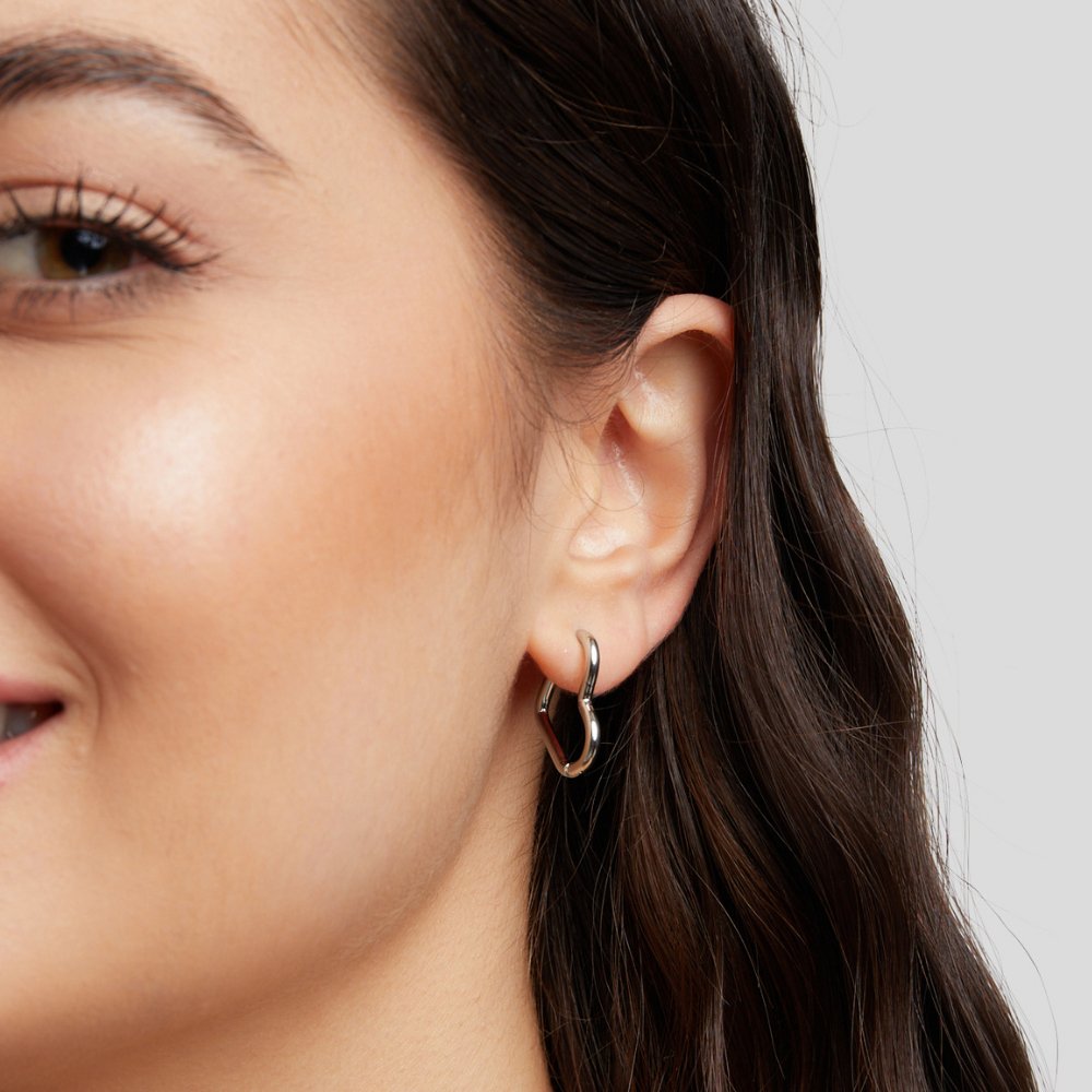 Heart Silver-Tone Hoops
