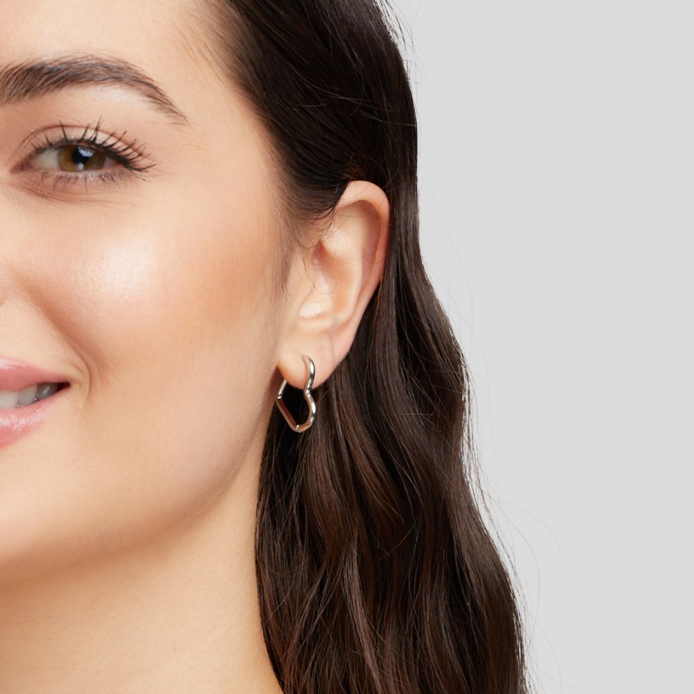 Heart Silver-Tone Hoops