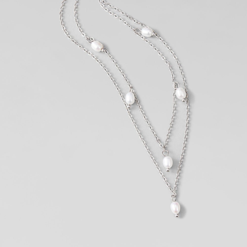 Kayla Pearl Drop Layered Silver-Tone Necklace