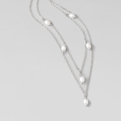 Kayla Pearl Drop Layered Silver-Tone Necklace