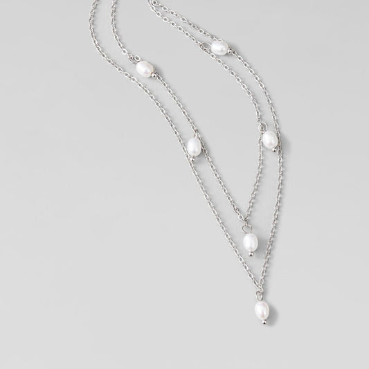 Kayla Pearl Drop Layered Silver-Tone Necklace