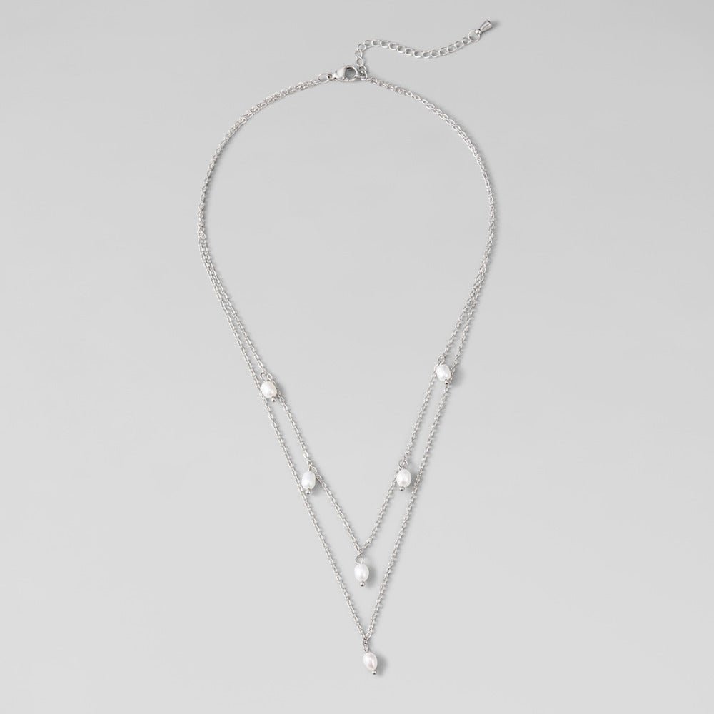 Kayla Pearl Drop Layered Silver-Tone Necklace