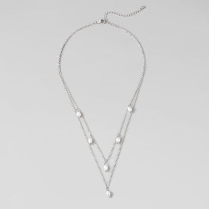 Kayla Pearl Drop Layered Silver-Tone Necklace