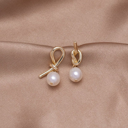 Knotted Gold-Tone & Freshwater Pearl Earrings