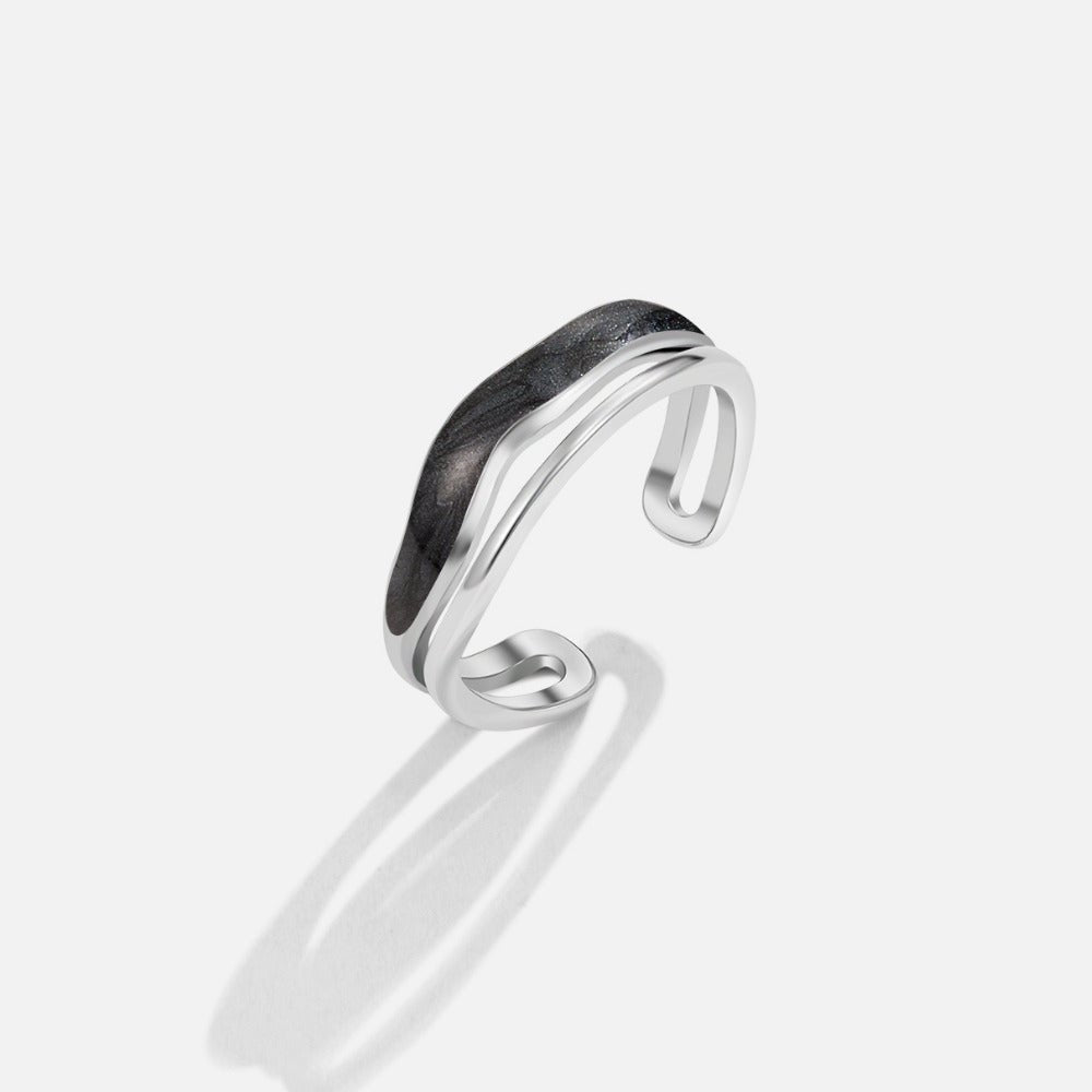 Layered Black Sahara Silver-Tone Ring