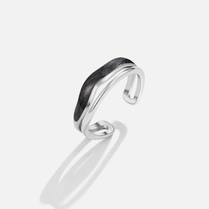 Layered Black Sahara Silver-Tone Ring