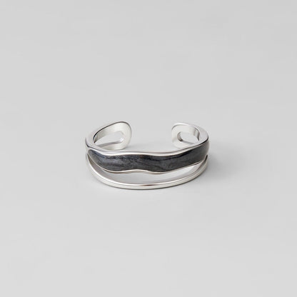 Layered Black Sahara Silver-Tone Ring
