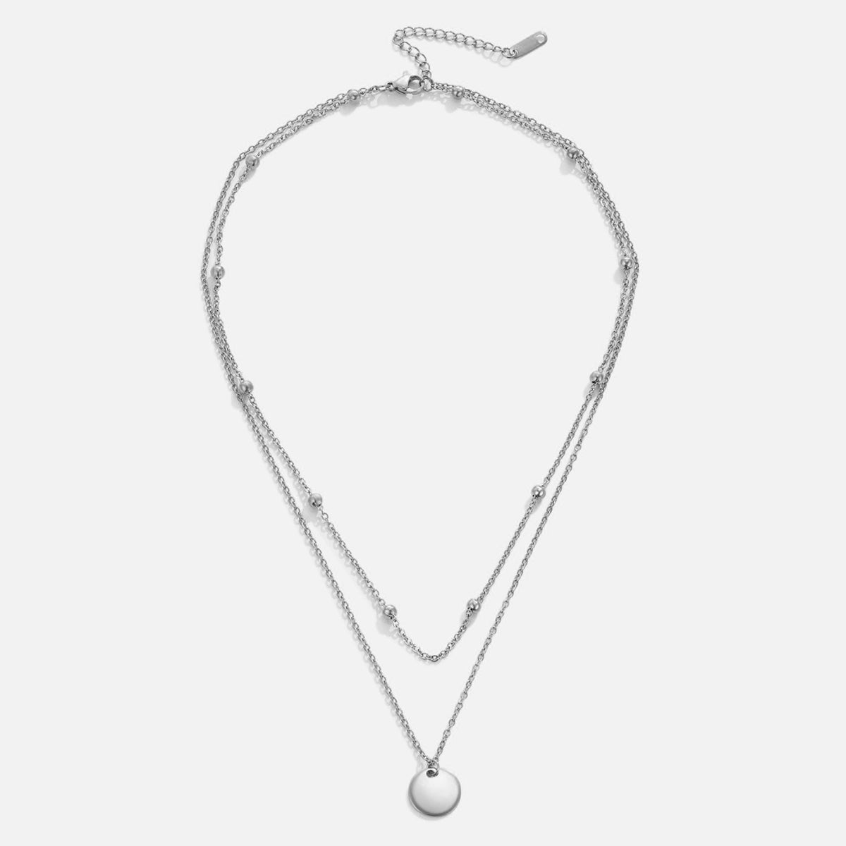 Layered Disc Necklace (Silver-Tone)