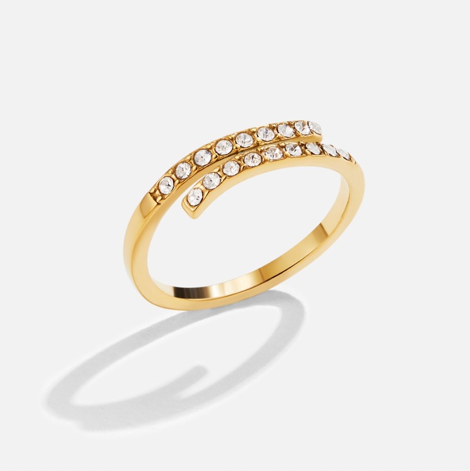Layered Gold-Tone & Crystal Wrap Ring