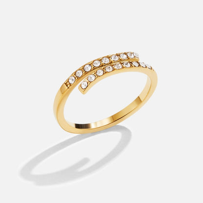 Layered Gold-Tone & Crystal Wrap Ring