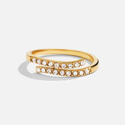 Layered Gold-Tone & Crystal Wrap Ring