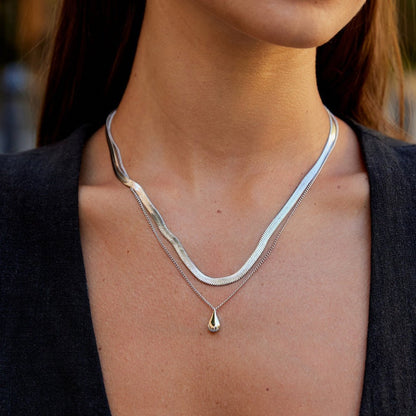 Layered Silver-Tone Bella Teardrop Necklace