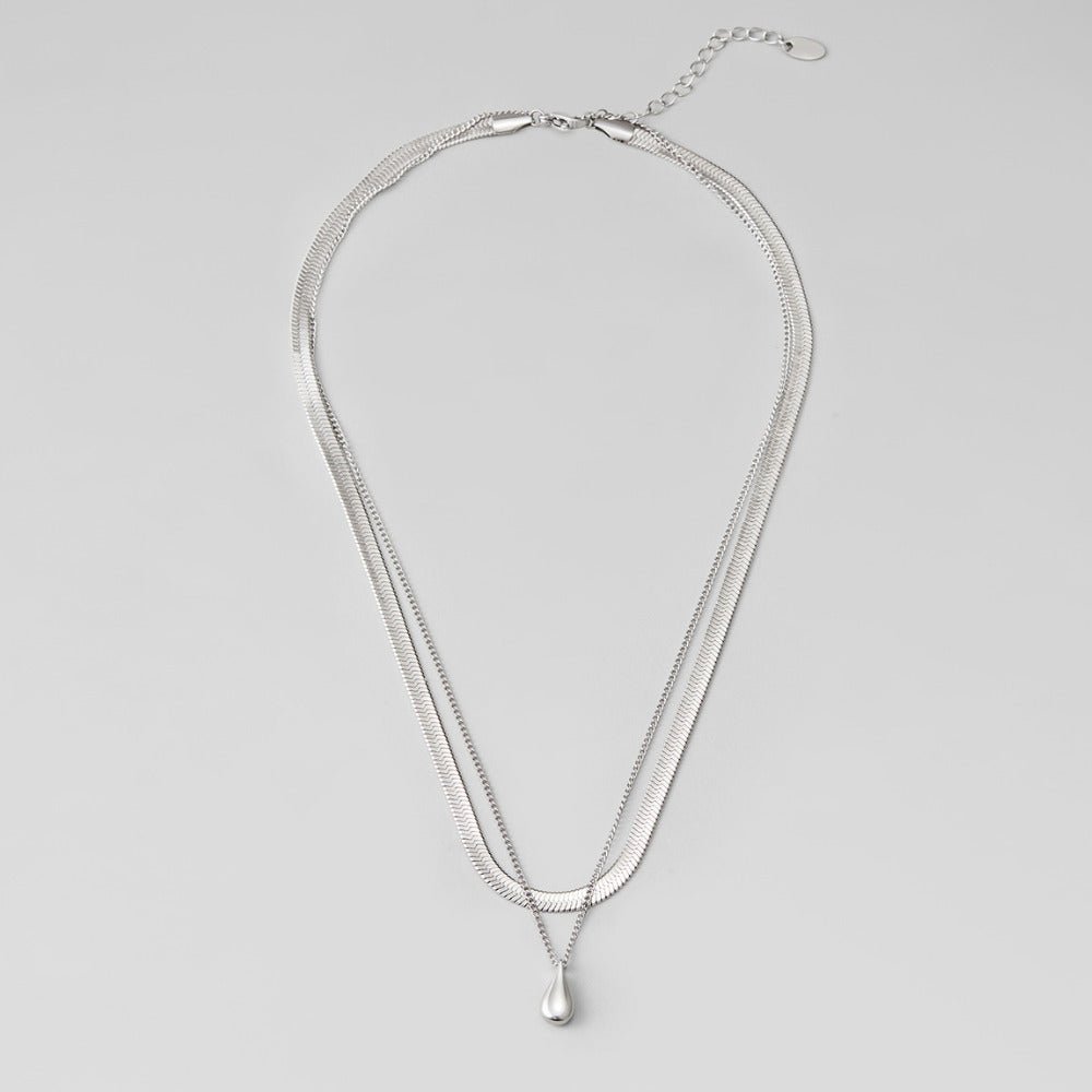 Layered Silver-Tone Bella Teardrop Necklace