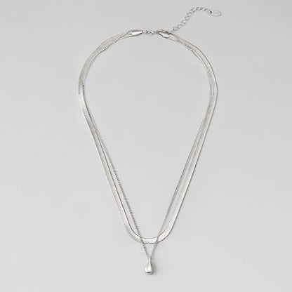 Layered Silver-Tone Bella Teardrop Necklace