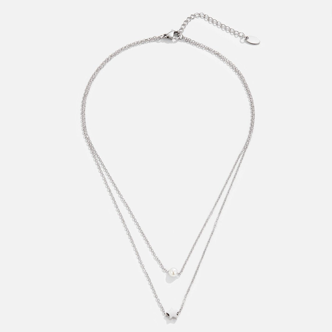 Layered Silver-Tone Star & Pearl Necklace