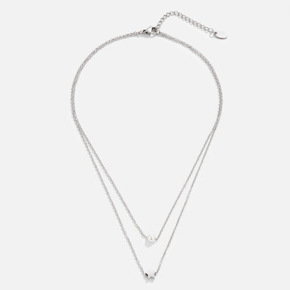 Layered Silver-Tone Star & Pearl Necklace