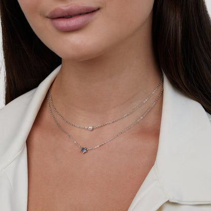 Layered Silver-Tone Star & Pearl Necklace