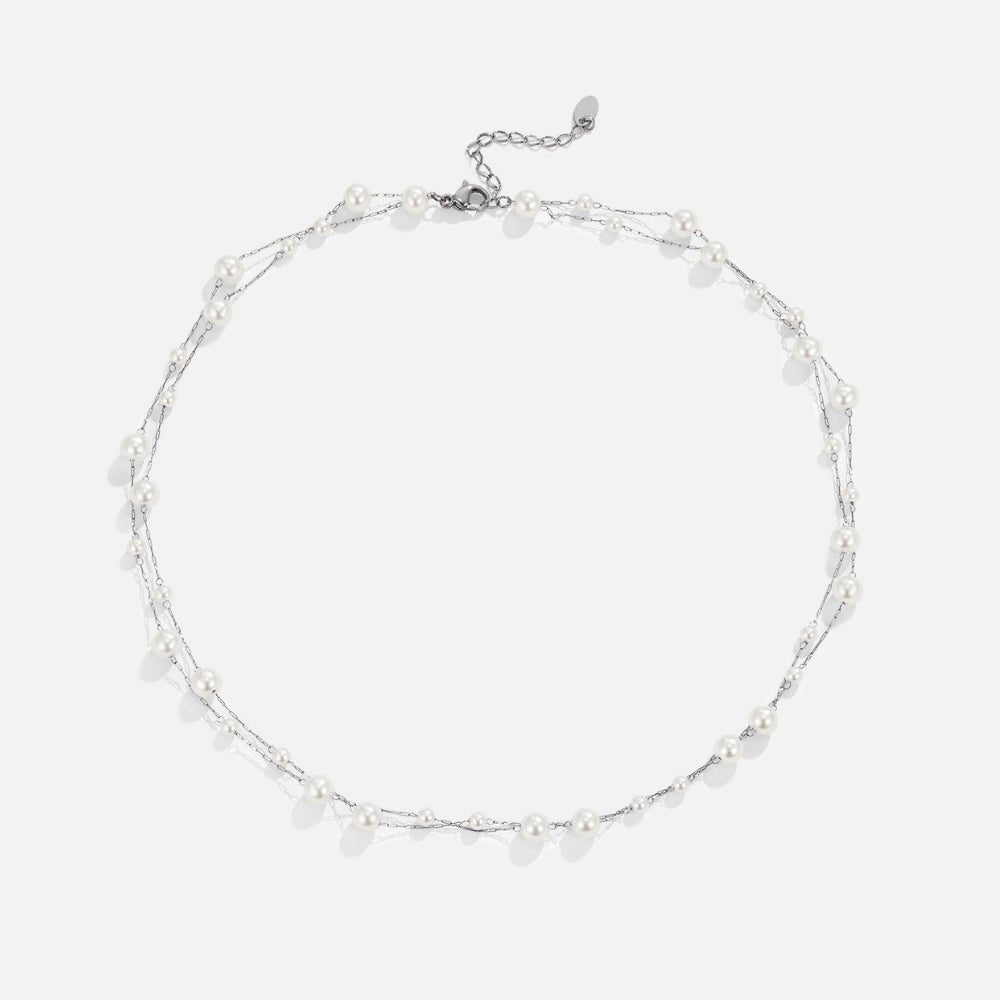 Layered Silver-Tone Tori Pearl Necklace