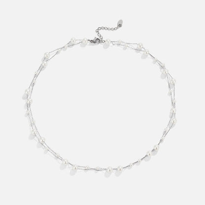 Layered Silver-Tone Tori Pearl Necklace