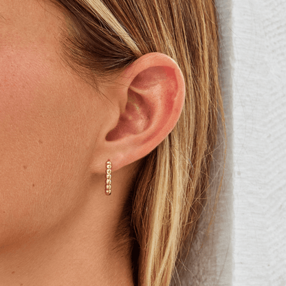 Leona Gold-Tone Bead Hoop Earrings