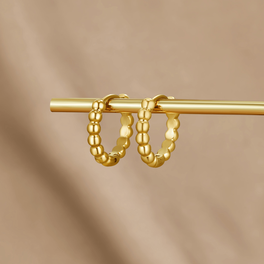 Leona Gold-Tone Bead Hoop Earrings