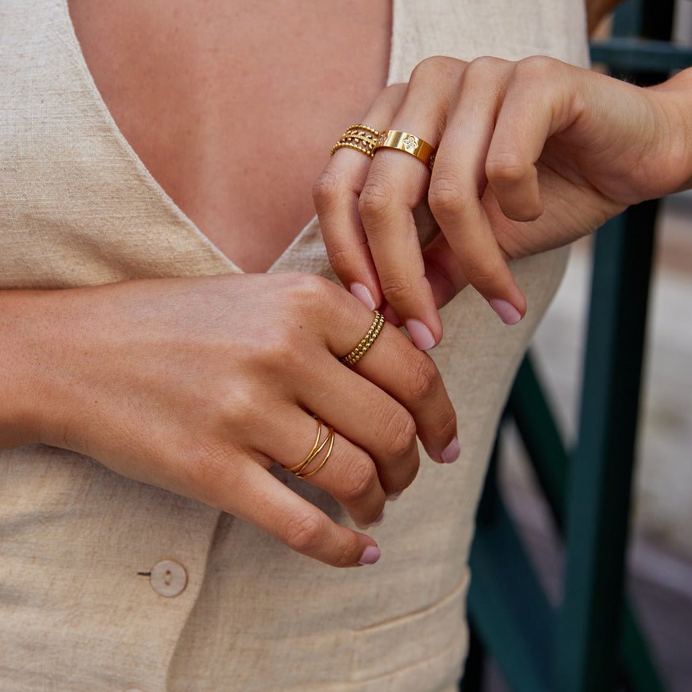 Leona Gold-Tone Bead Ring