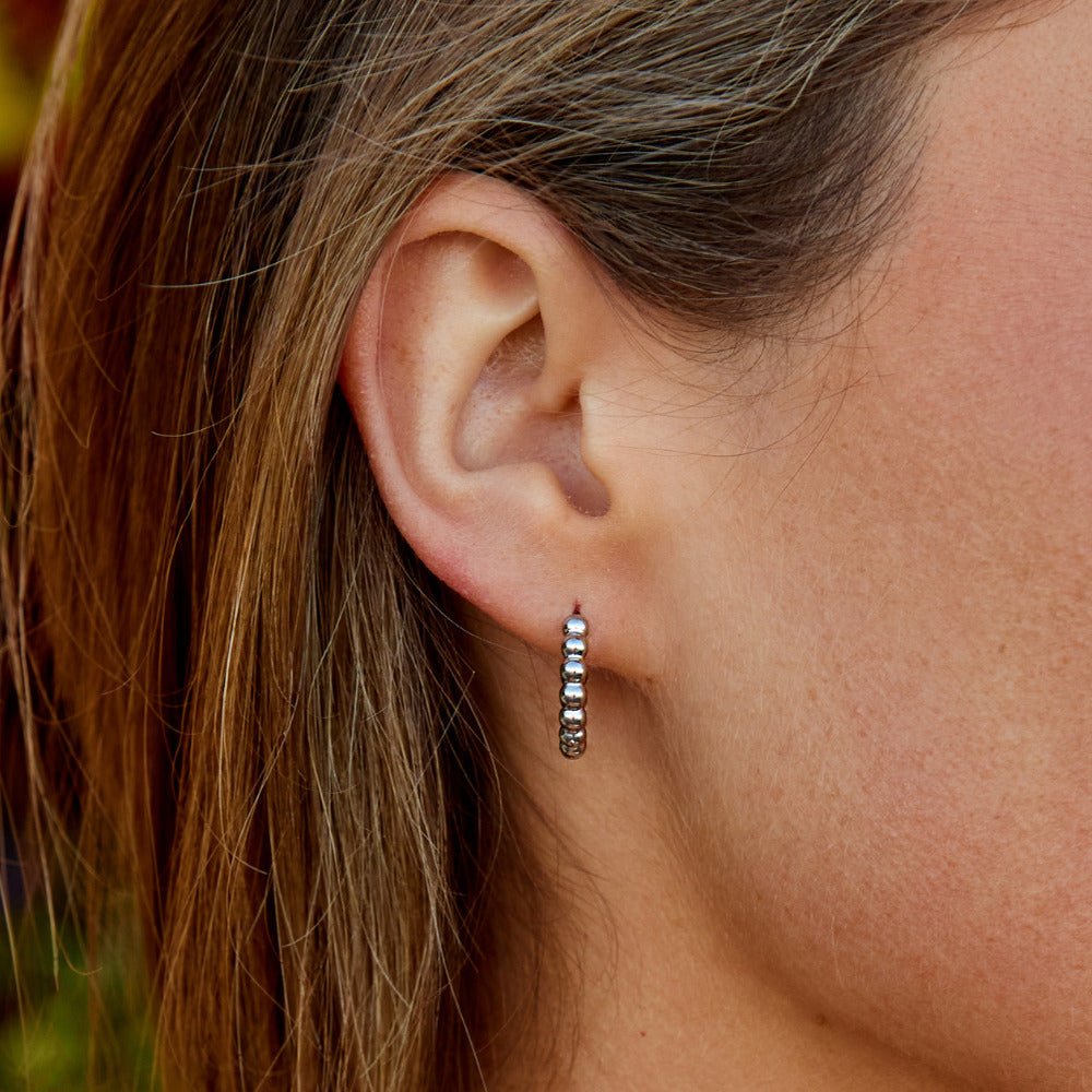 Leona Silver-Tone Bead Hoop Earrings