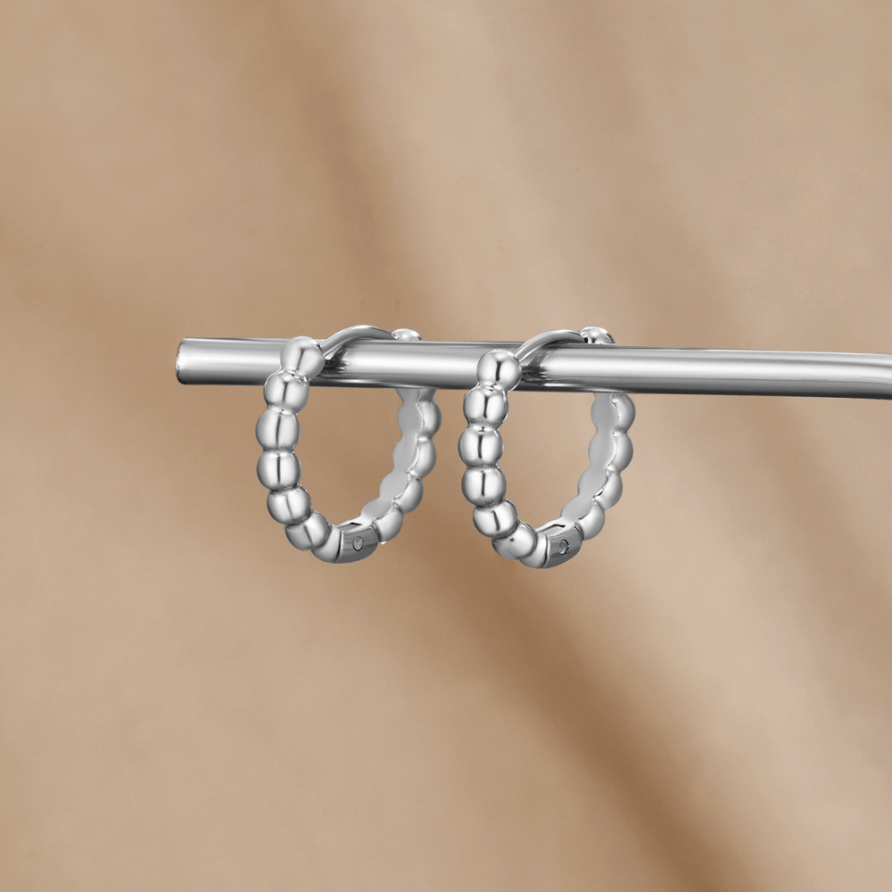 Leona Silver-Tone Bead Hoop Earrings