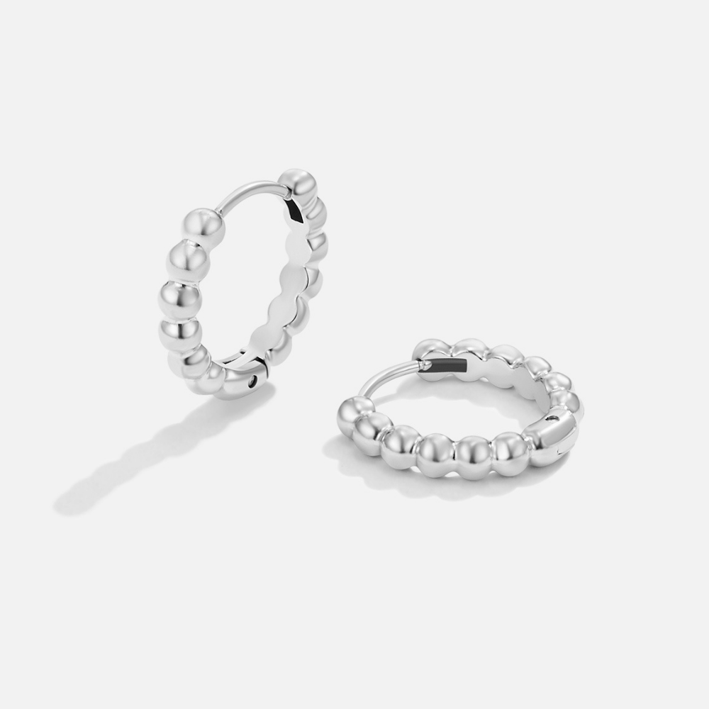 Leona Silver-Tone Bead Hoop Earrings