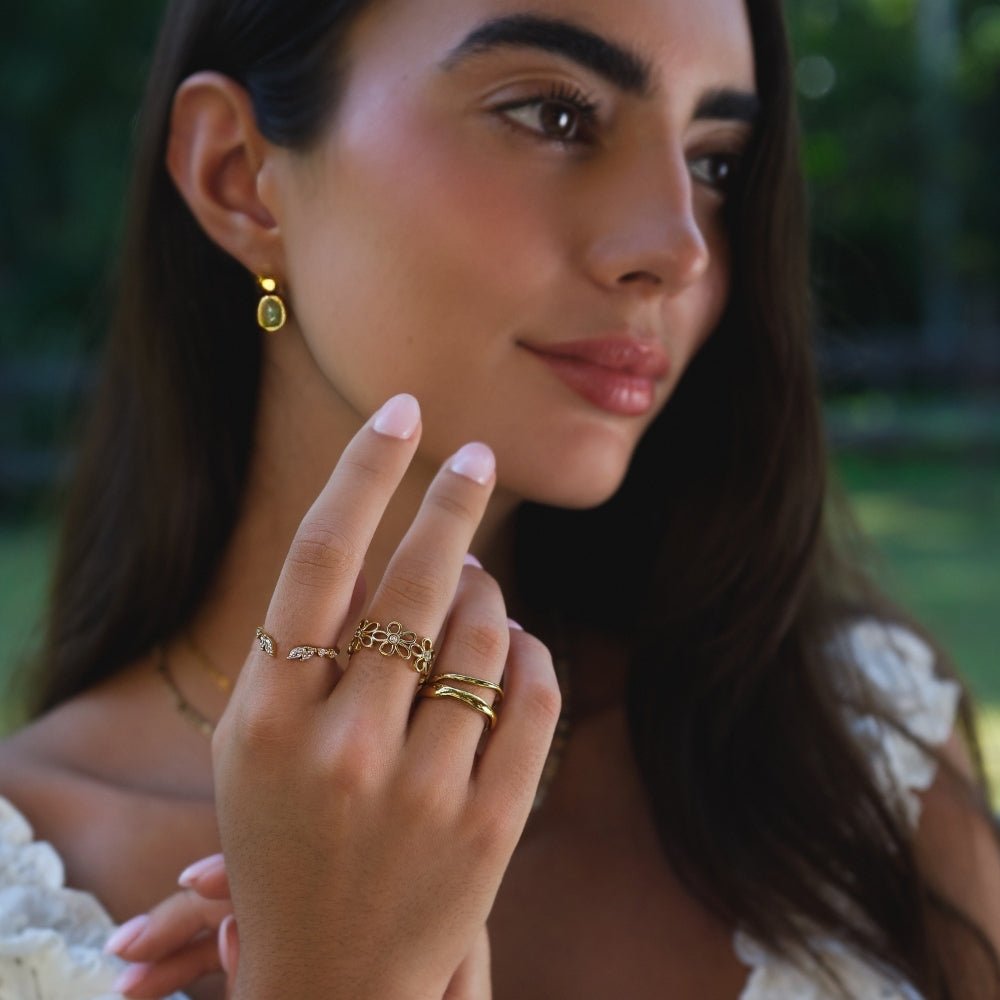 Lily Crystal Gold-Tone Vine Ring