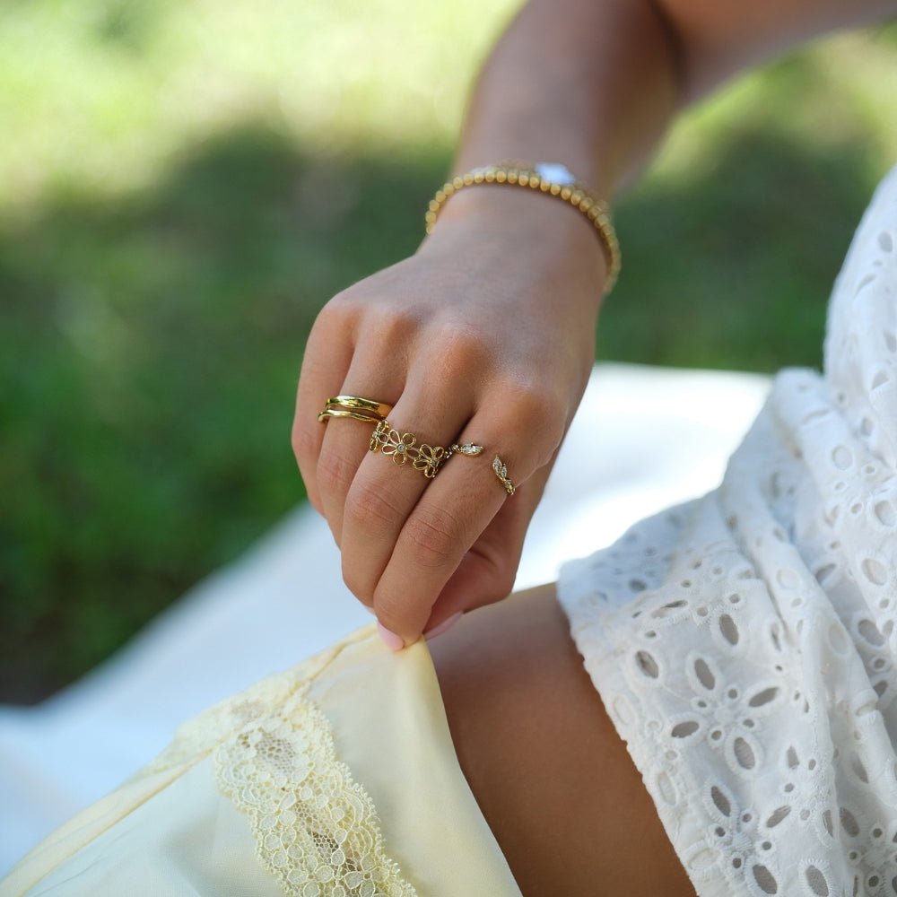 Lily Crystal Gold-Tone Vine Ring