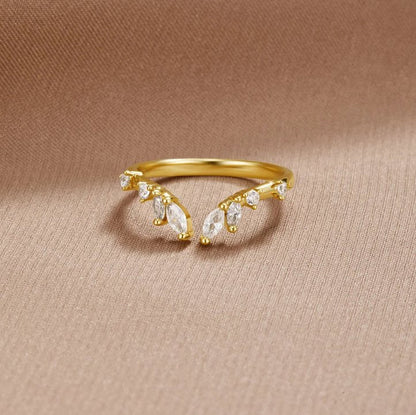 Lily Crystal Gold-Tone Vine Ring