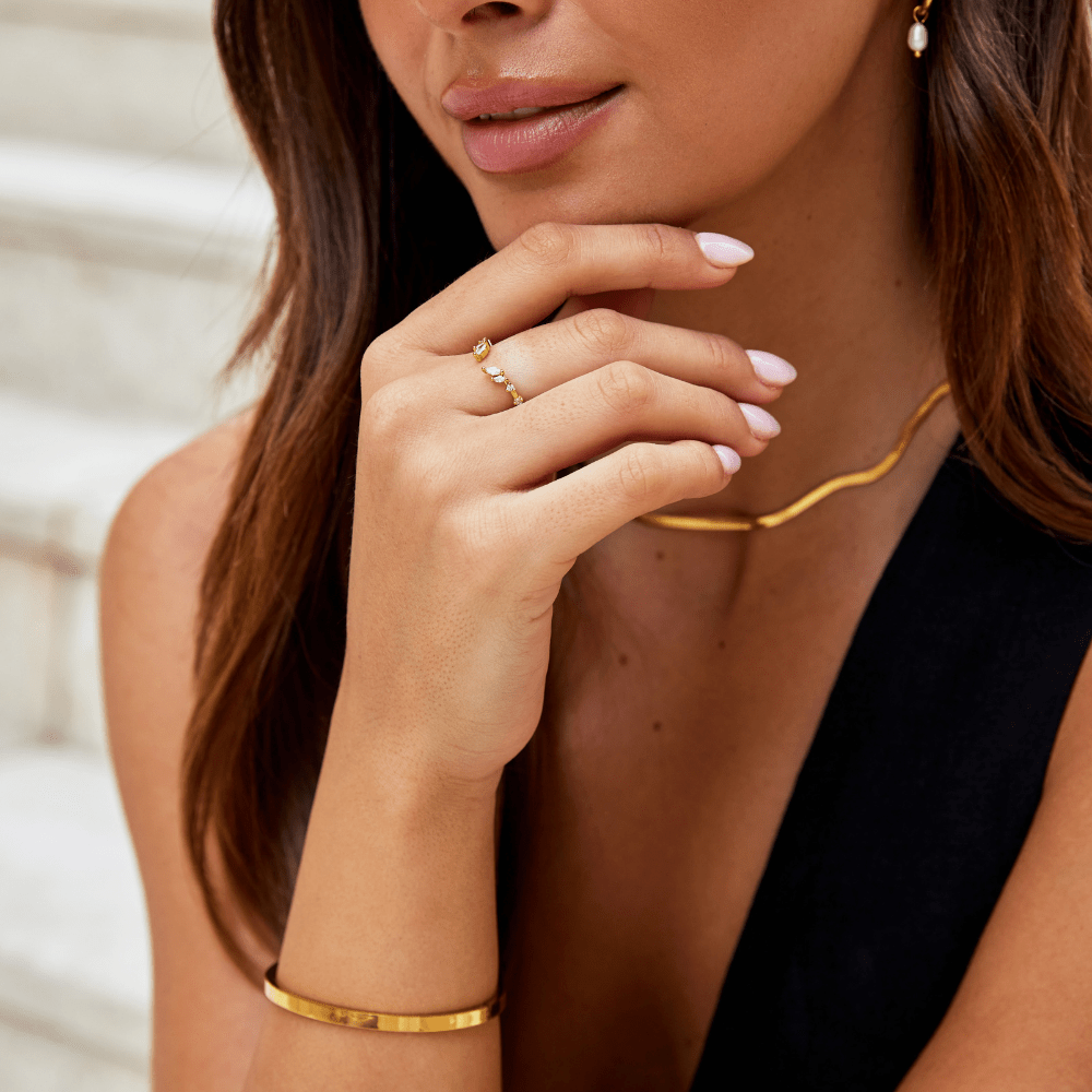 Lily Crystal Gold-Tone Vine Ring