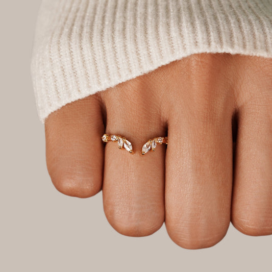 Lily Crystal Gold-Tone Vine Ring